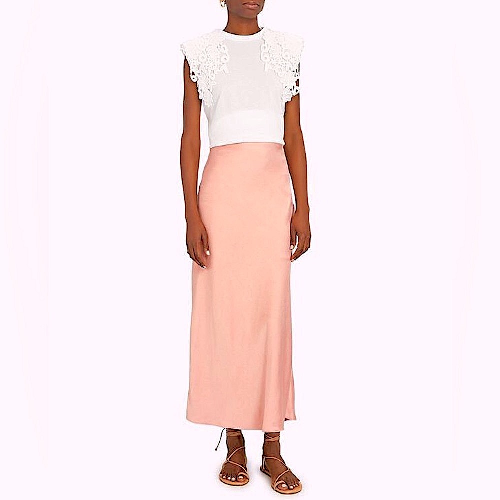 Emile Satin Midi Slip Skirt - NWOT
